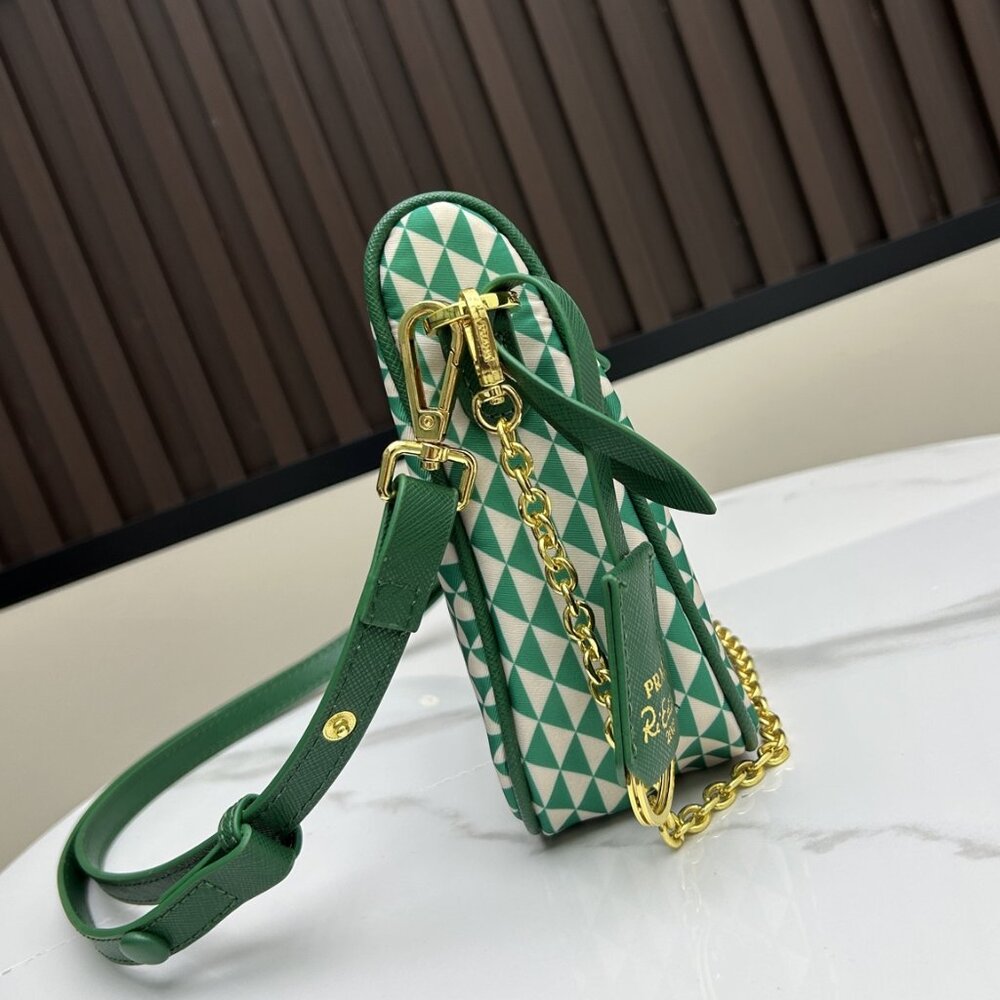 Prada Green & White Geometric Shoulder Bag - Picture 2 of 7